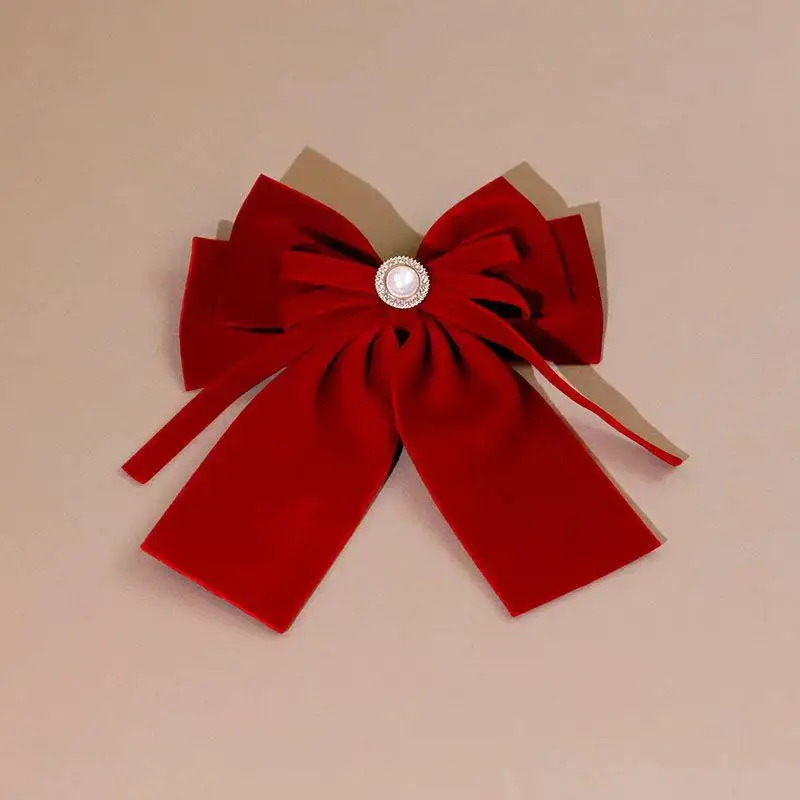 Burgundy Velvet Big Bow Hairpin for Bride 2023 — feature 10