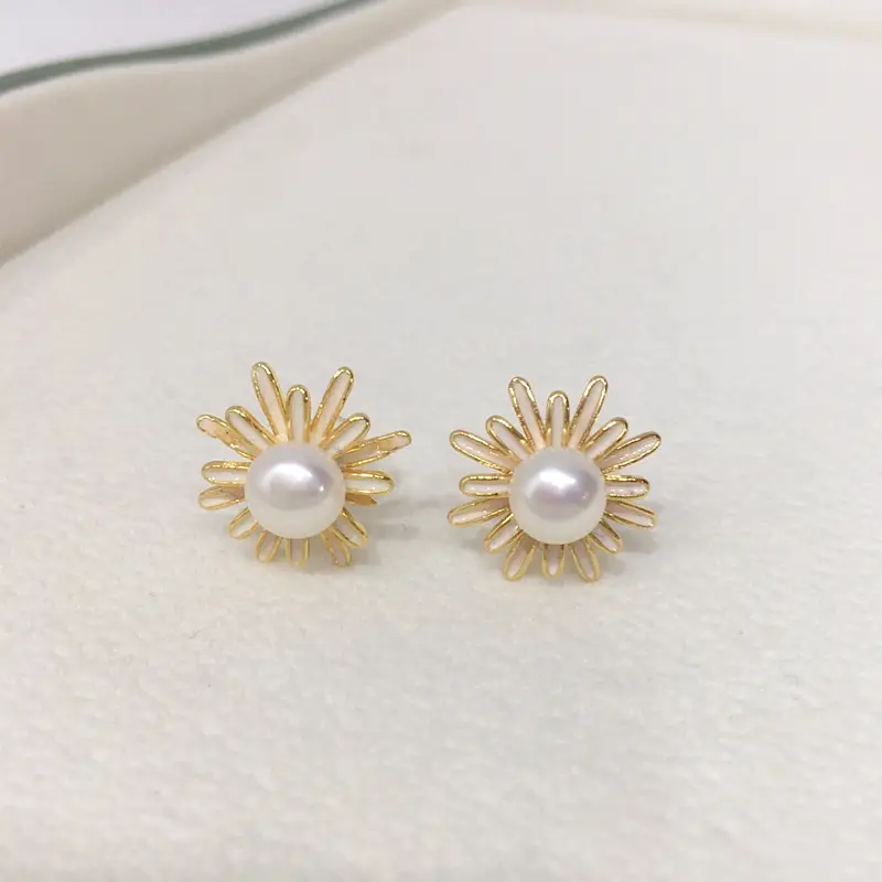 Zhuji Pearl Earrings 18K Gold Filled Women