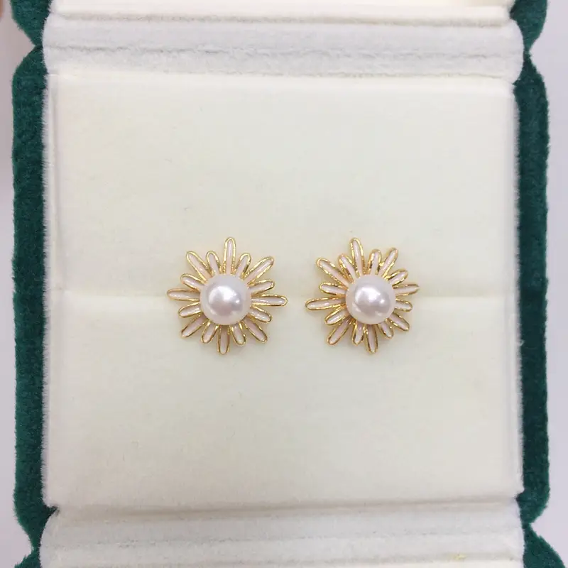 Zhuji Pearl Earrings 18K Gold Filled Women