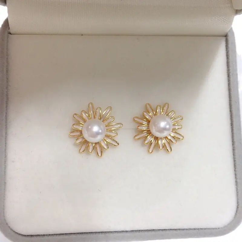 Zhuji Pearl Earrings 18K Gold Filled Women