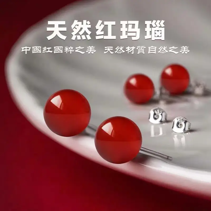 S925 Sterling Silver Natural Agate Earrings for Women - Image 15