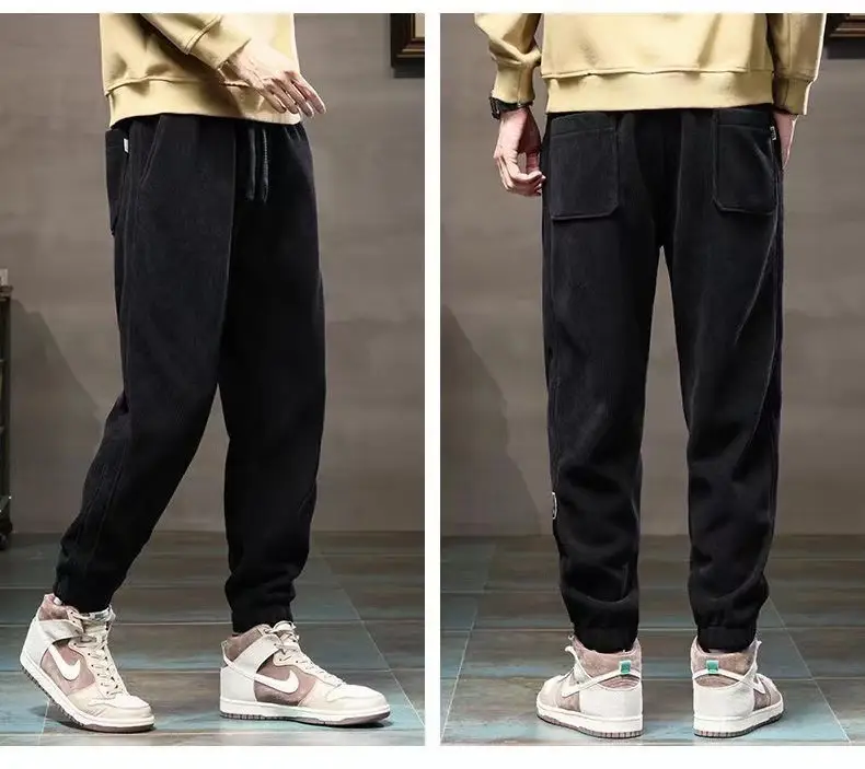 Men Fleece Lined Warm Black Pants Heavy Thickened — feature 10