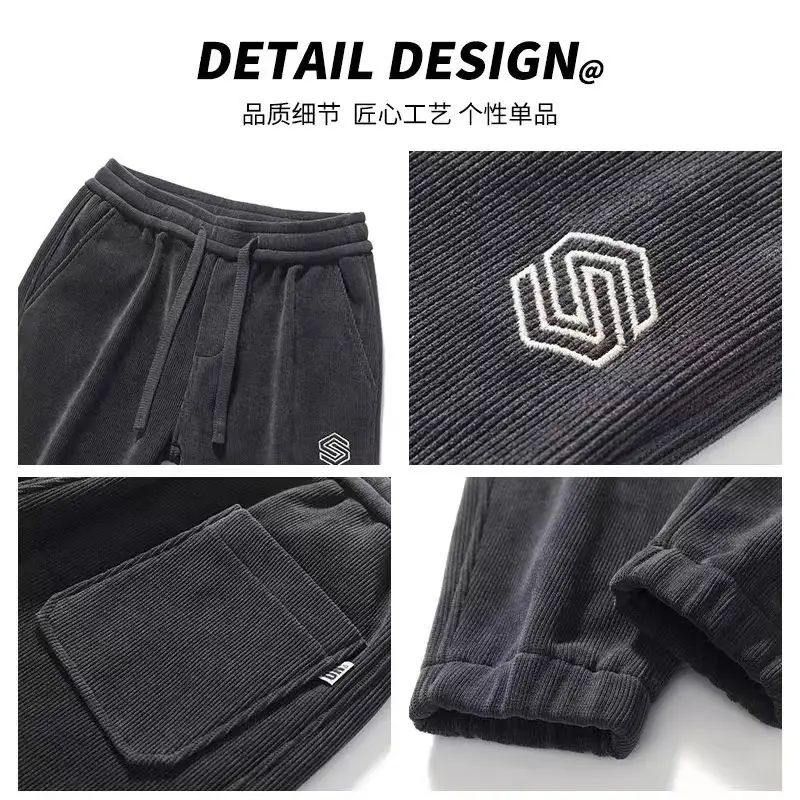 Men Fleece Lined Warm Black Pants Heavy Thickened — feature 13