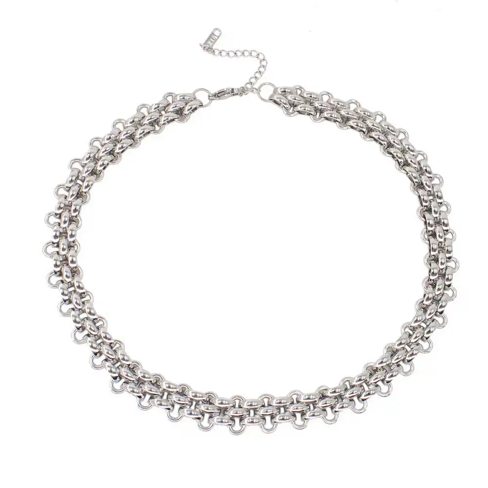 Titanium Steel Exaggerated Crossbody Bracelet with Red Stones - Image 7