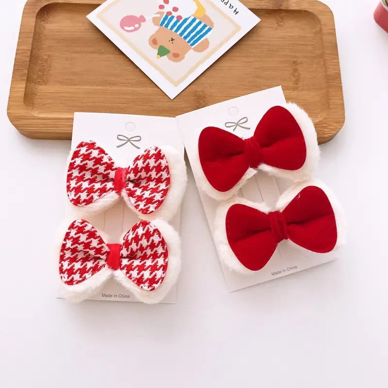2023 New Bow Hairpins Red Duckbill Korean Style - Image 3