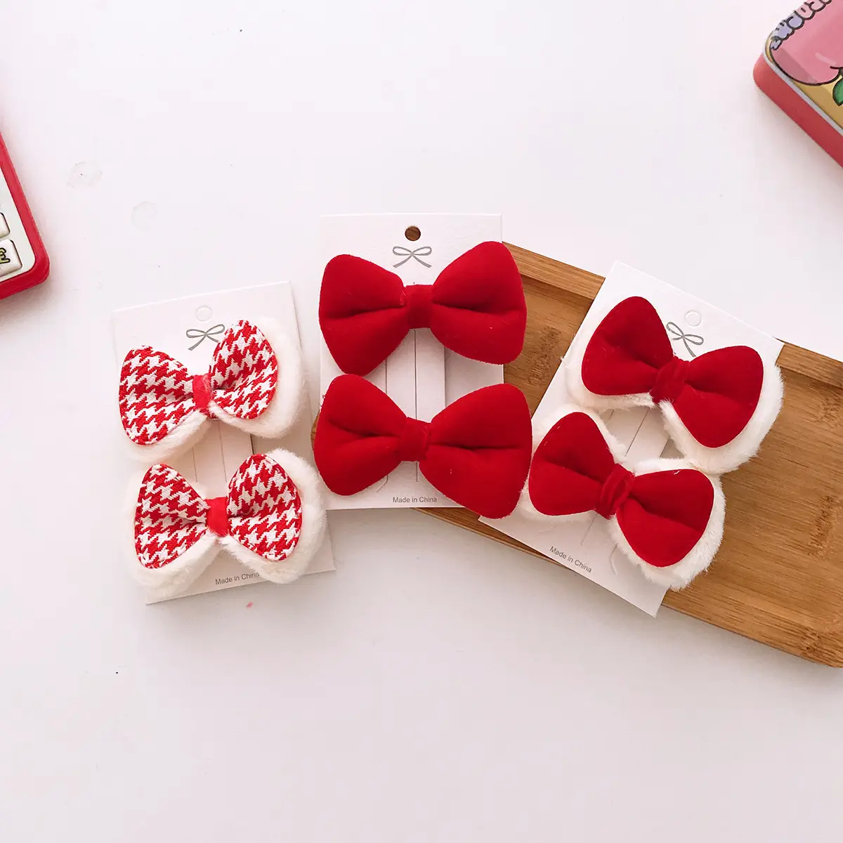 2023 New Bow Hairpins Red Duckbill Korean Style — feature 2