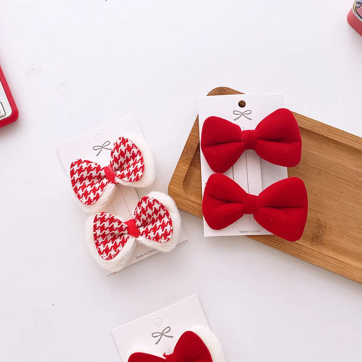 2023 New Bow Hairpins Red Duckbill Korean Style — feature 3