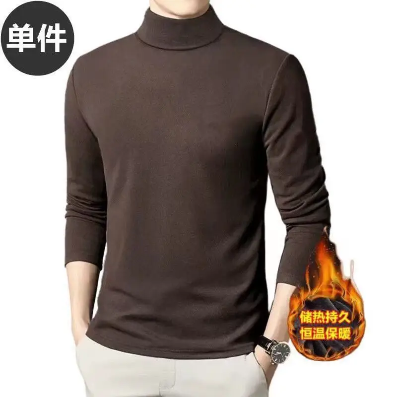 Men's Fleece Turtleneck Long Sleeve Warm Bottoming Shirt - Image 11