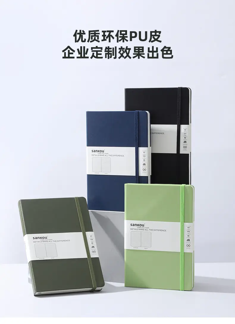 Blue A5 Notebook with Hard Strap & Enterprise Print — feature 3