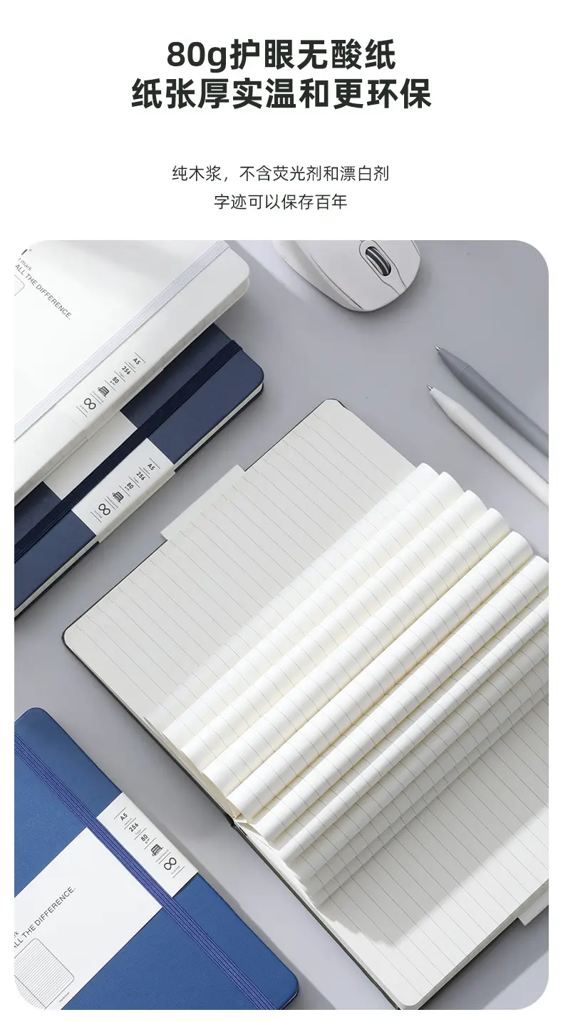 Blue A5 Notebook with Hard Strap & Enterprise Print — feature 9