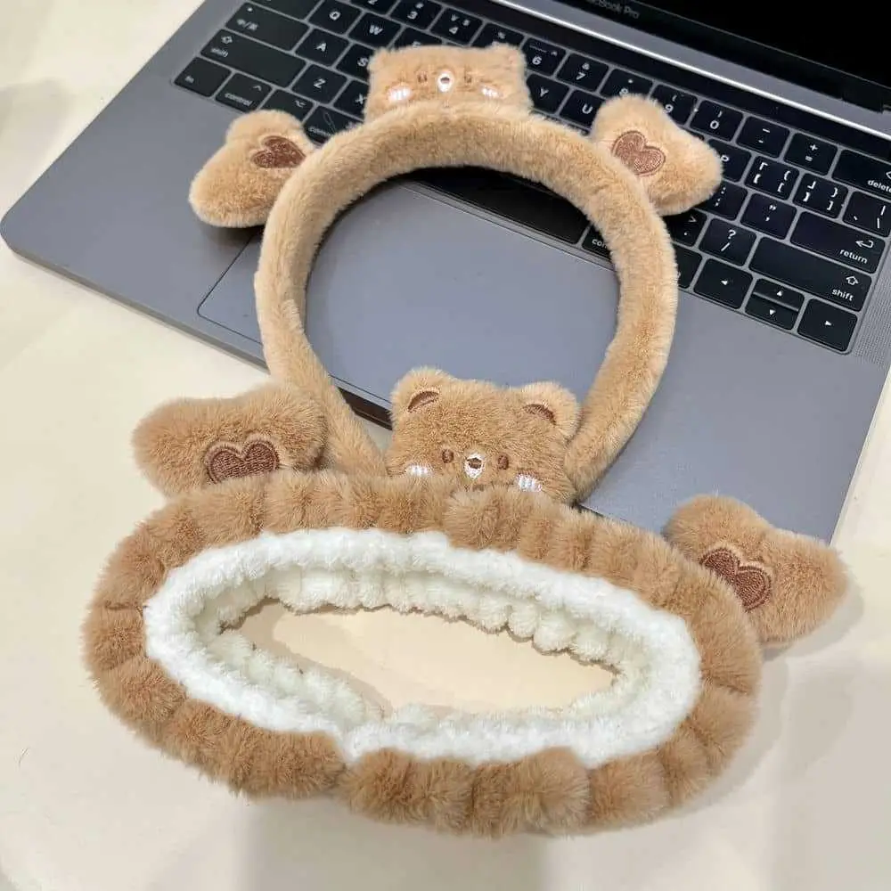 Plush Bear Face Washing Headband for Girls 2023