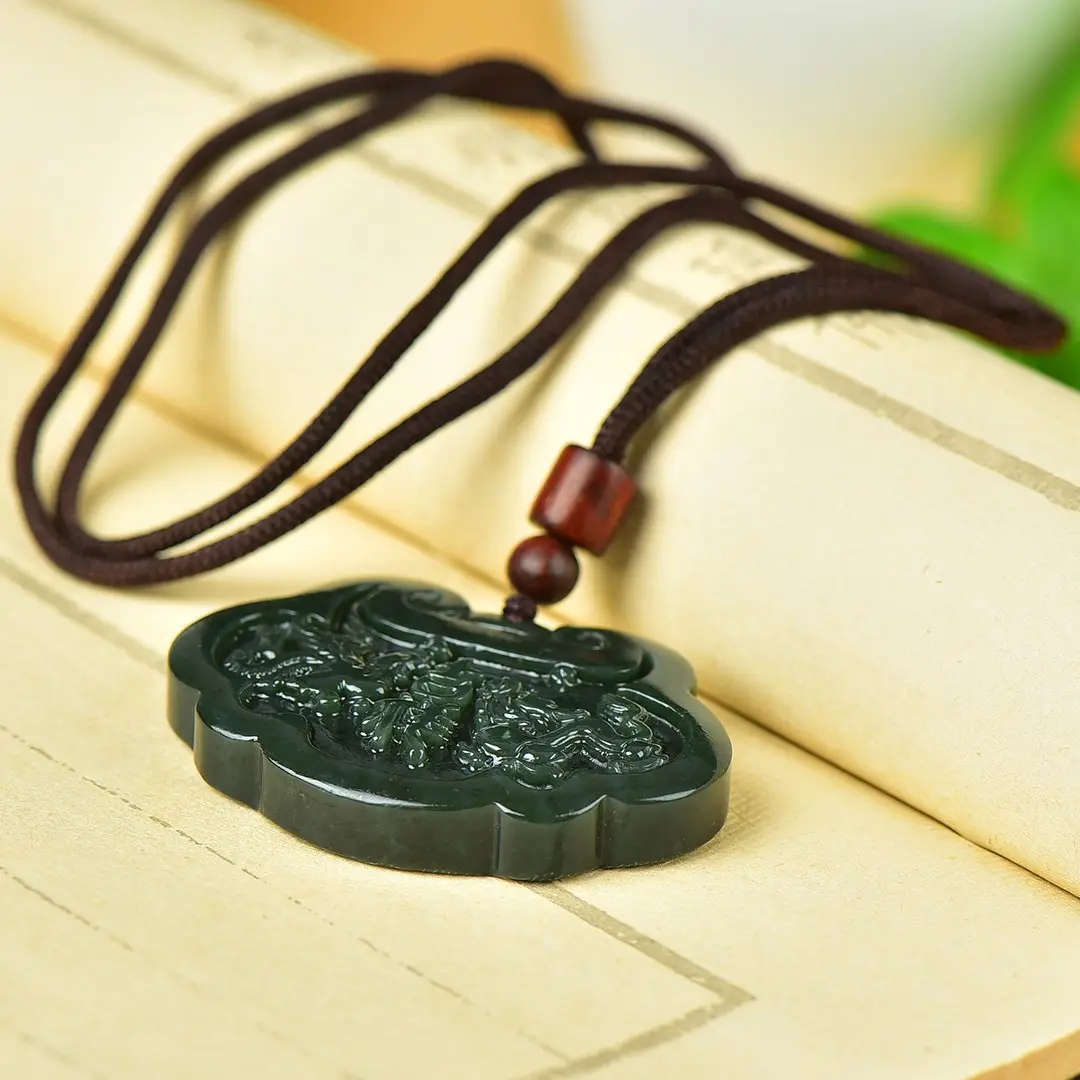 Hetian Jade Dragon Phoenix Lock Pendant - Image 5