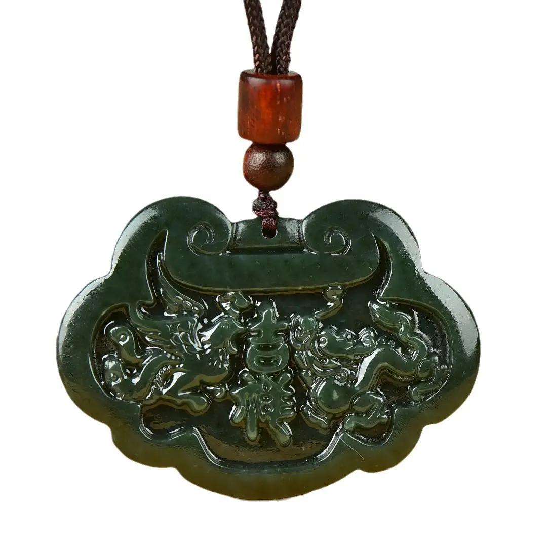 Hetian Jade Dragon Phoenix Lock Pendant - Image 6