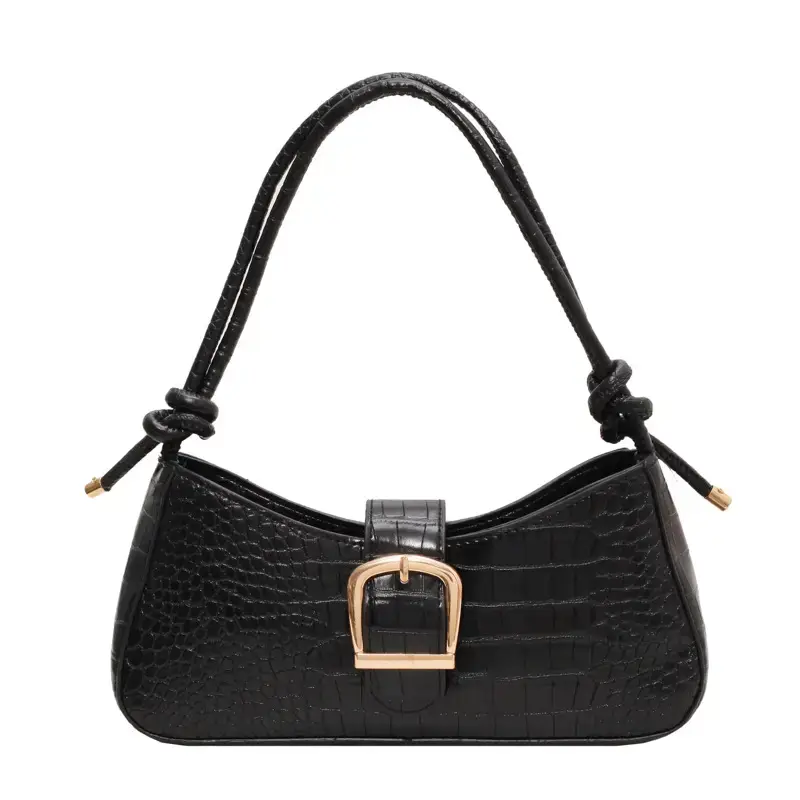 Brown Croc-Textured Shoulder Bag for Women 2023 - Image 9