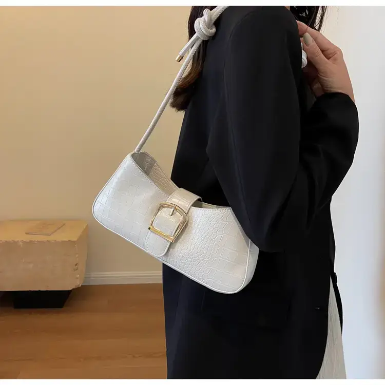 Brown Croc-Textured Shoulder Bag for Women 2023 — feature 18
