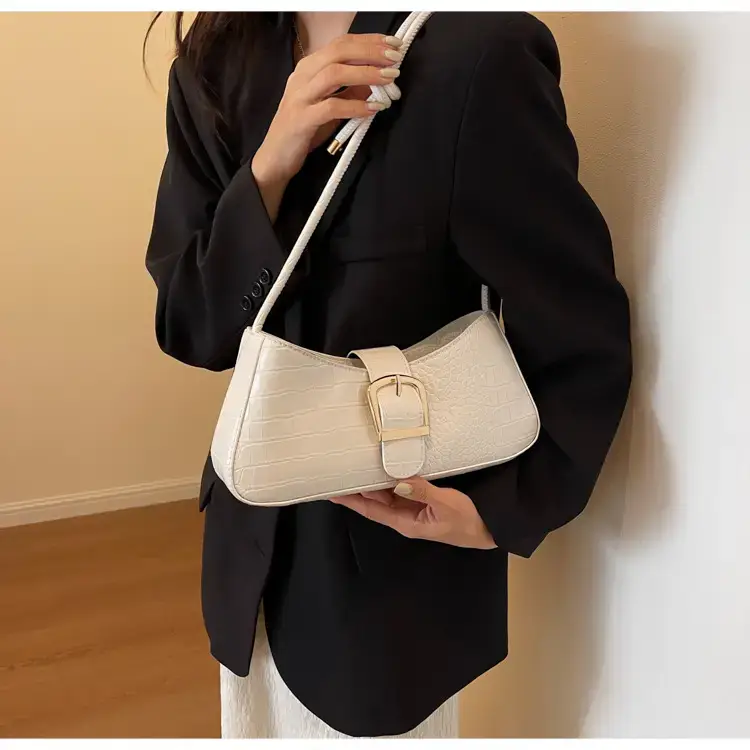 Brown Croc-Textured Shoulder Bag for Women 2023 — feature 19