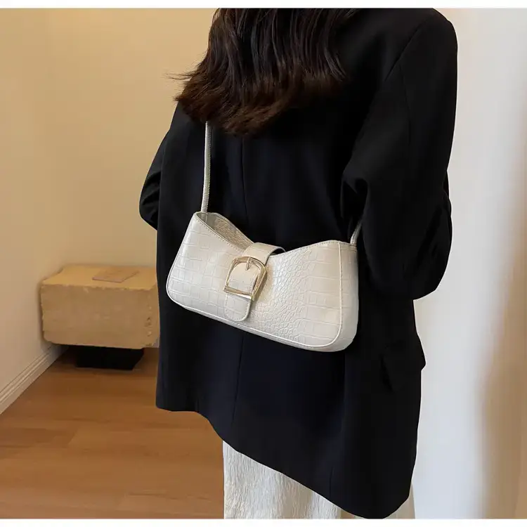 Brown Croc-Textured Shoulder Bag for Women 2023 — feature 20