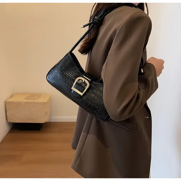 Brown Croc-Textured Shoulder Bag for Women 2023 — feature 22