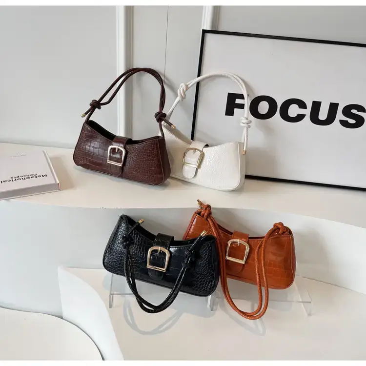 Brown Croc-Textured Shoulder Bag for Women 2023 — feature 25
