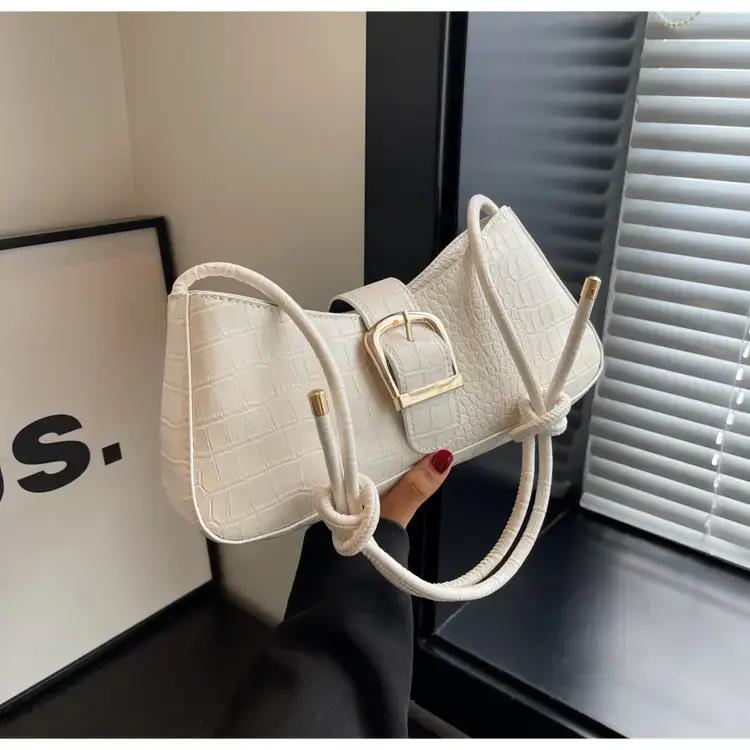 Brown Croc-Textured Shoulder Bag for Women 2023 — feature 28