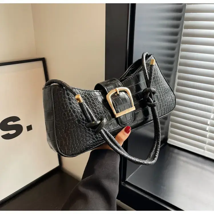 Brown Croc-Textured Shoulder Bag for Women 2023 — feature 29