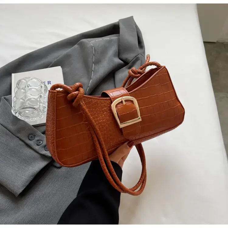Brown Croc-Textured Shoulder Bag for Women 2023 — feature 36