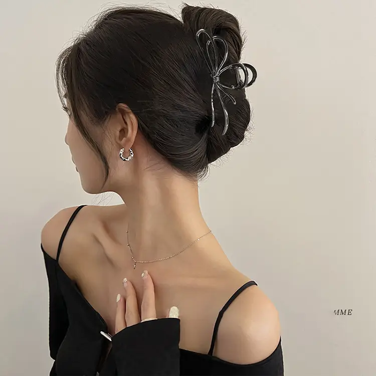 Glossy Silver Butterfly Hair Clips for Updos - Image 8