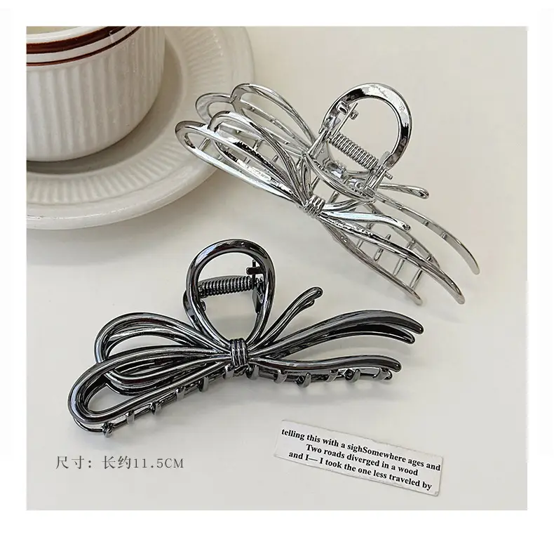 Glossy Silver Butterfly Hair Clips for Updos — feature 2