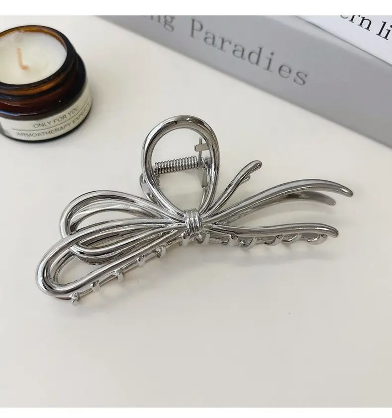 Glossy Silver Butterfly Hair Clips for Updos — feature 7
