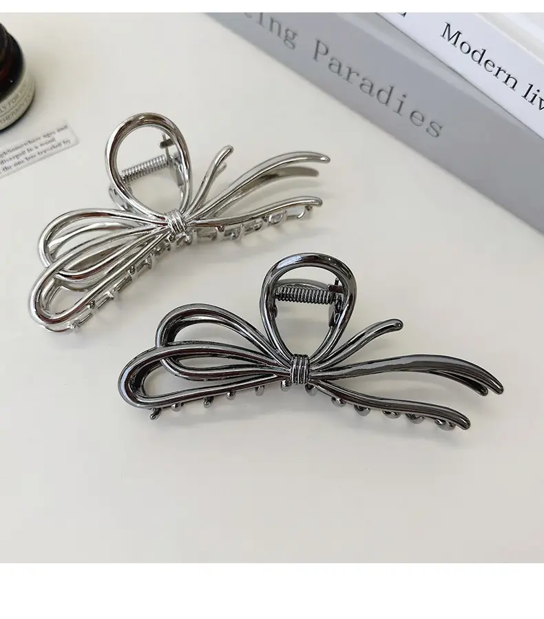 Glossy Silver Butterfly Hair Clips for Updos — feature 9