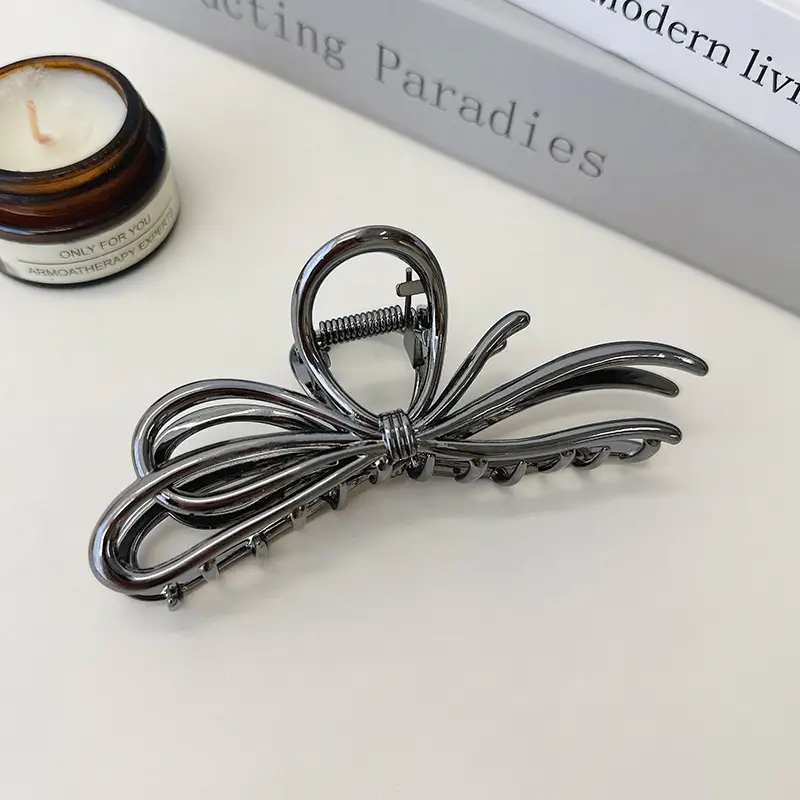 Glossy Silver Butterfly Hair Clips for Updos - Image 2