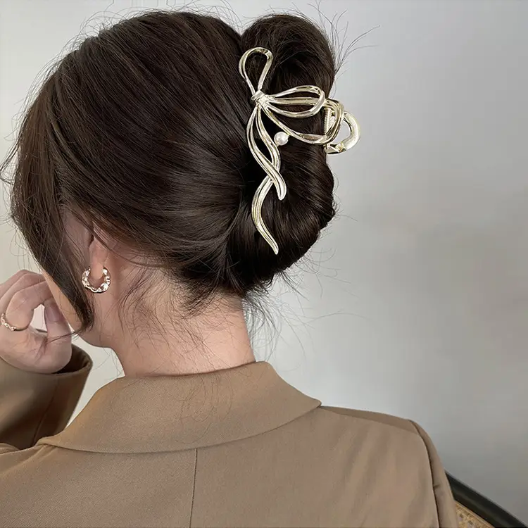 Glossy Silver Butterfly Hair Clips for Updos - Image 3