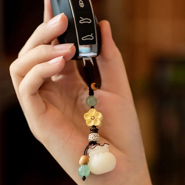 Creative handmade Bodhi money bag mobile phone chain pendant couple high-end car keychain Lucky Bag bag hanging jewelry - Image 6