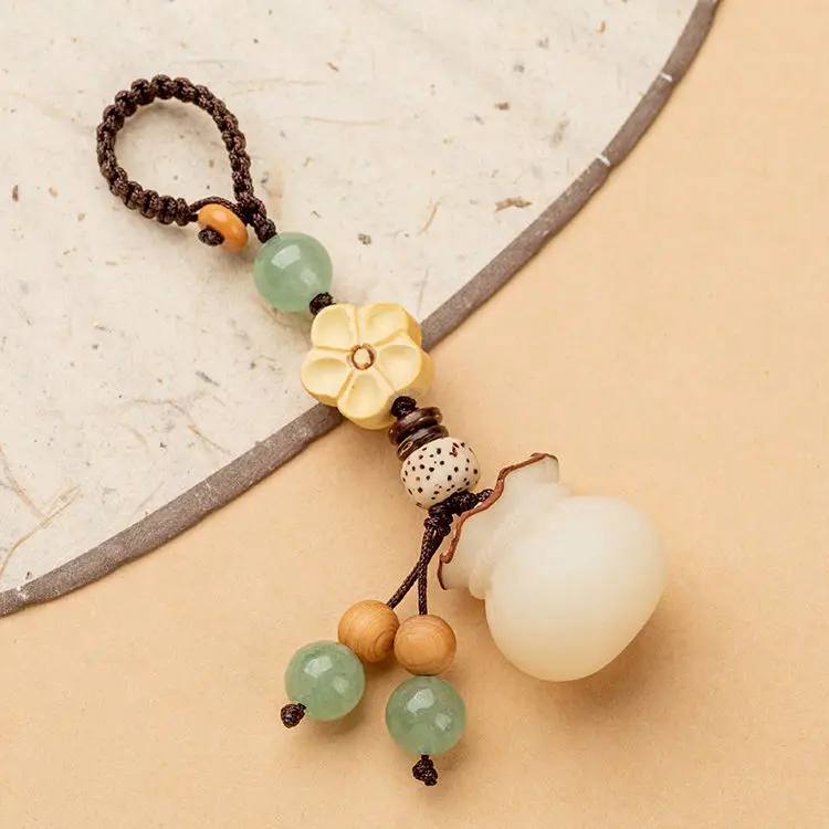 Creative handmade Bodhi money bag mobile phone chain pendant couple high-end car keychain Lucky Bag bag hanging jewelry - Image 7