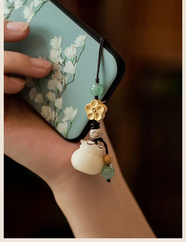 Creative handmade Bodhi money bag mobile phone chain pendant couple high-end car keychain Lucky Bag bag hanging jewelry — feature 15