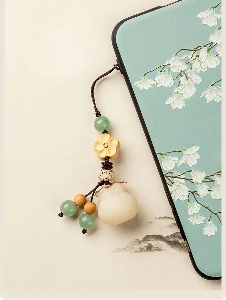 Creative handmade Bodhi money bag mobile phone chain pendant couple high-end car keychain Lucky Bag bag hanging jewelry — feature 19