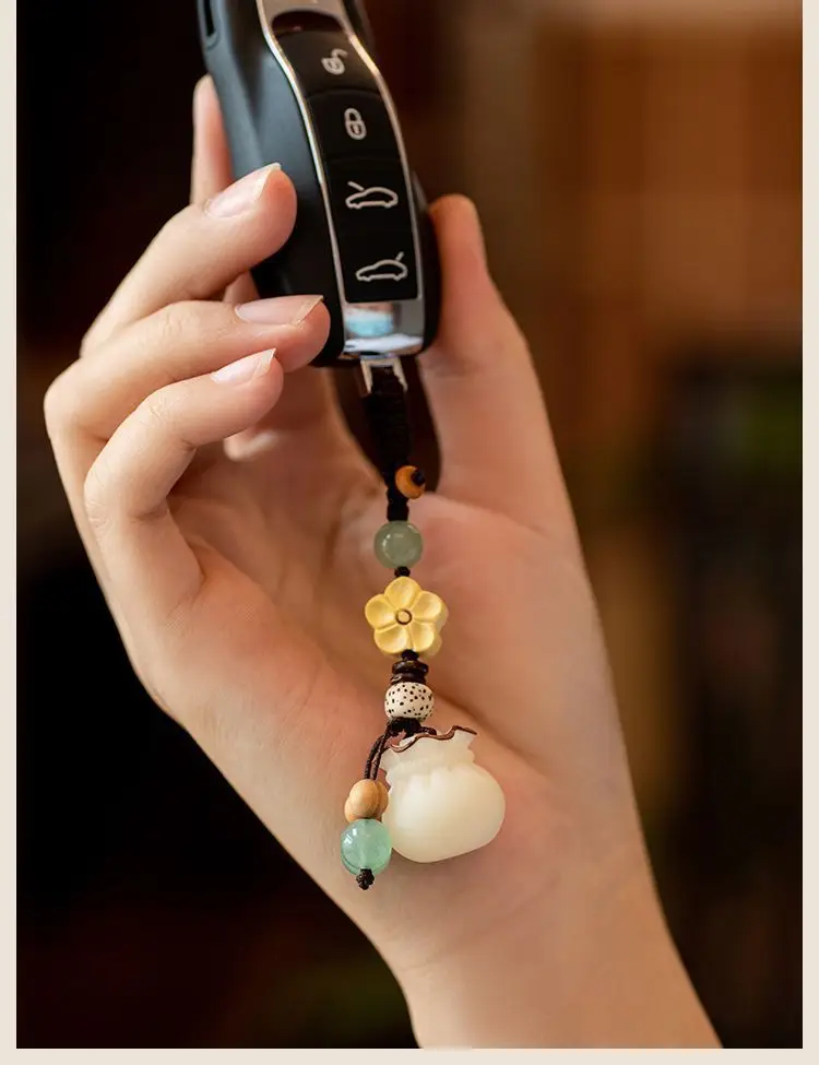 Creative handmade Bodhi money bag mobile phone chain pendant couple high-end car keychain Lucky Bag bag hanging jewelry — feature 3