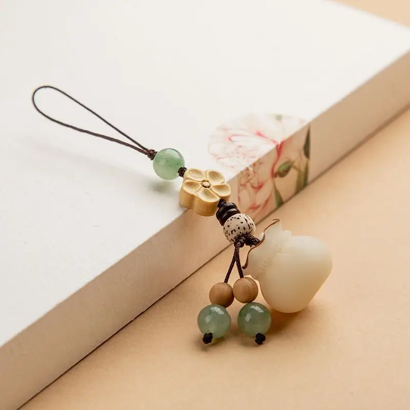 Creative handmade Bodhi money bag mobile phone chain pendant couple high-end car keychain Lucky Bag bag hanging jewelry - Image 2