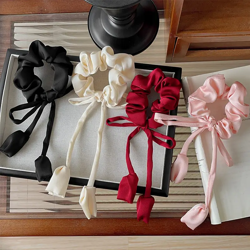 Red Bow Satin Hair Tie for Women — feature 2