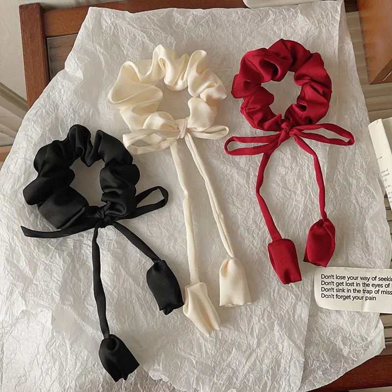 Red Bow Satin Hair Tie for Women — feature 5
