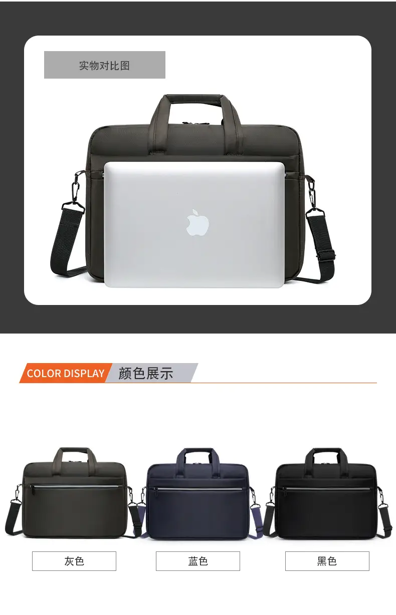 Black Factory Wholesale Business Laptop Bag Shoulder Commuter — feature 5