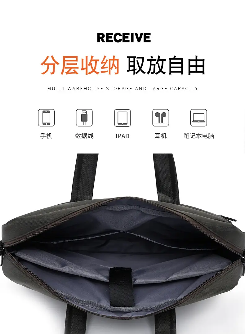 Black Factory Wholesale Business Laptop Bag Shoulder Commuter — feature 8