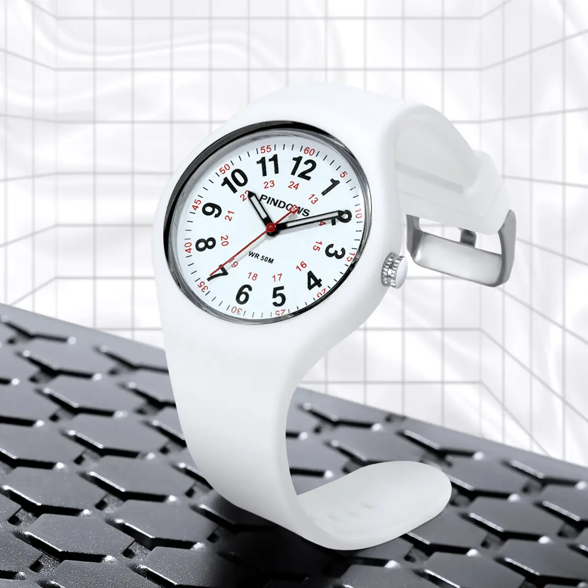 White Waterproof Quartz Watch for Girls Boys