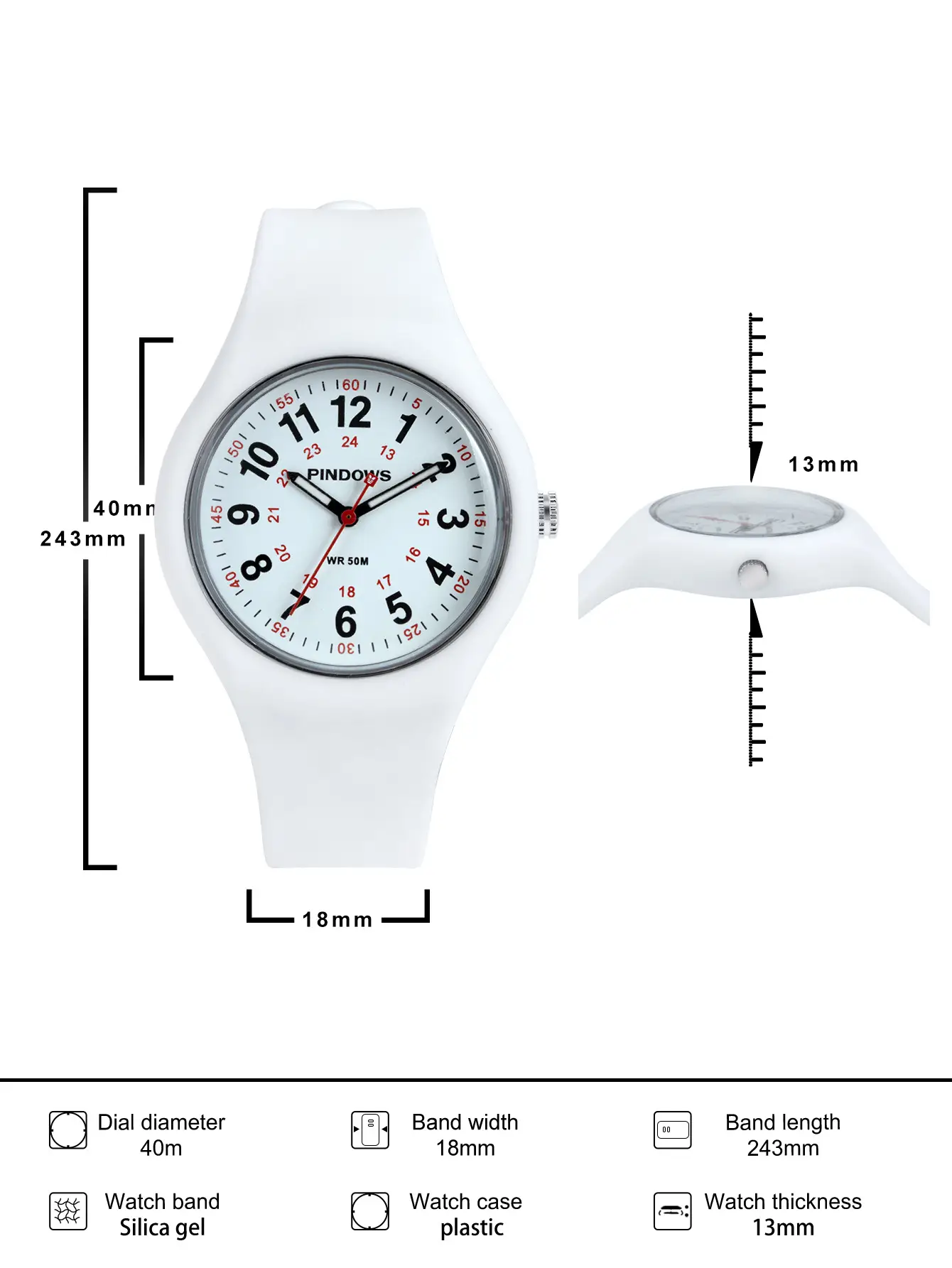 White Waterproof Quartz Watch for Girls Boys — feature 9