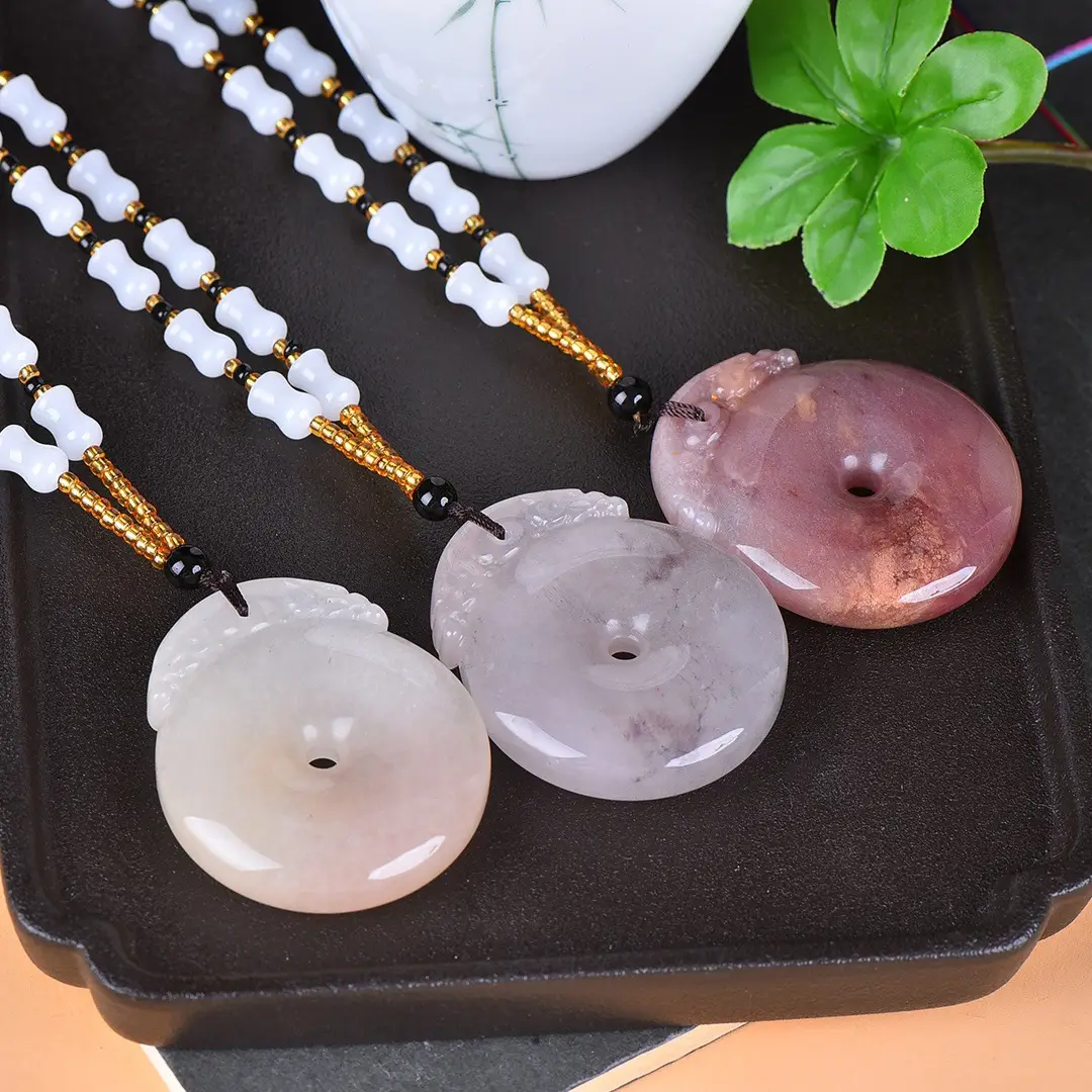 Gold Jade Peace Buckle Necklace Set of 3 — feature 7
