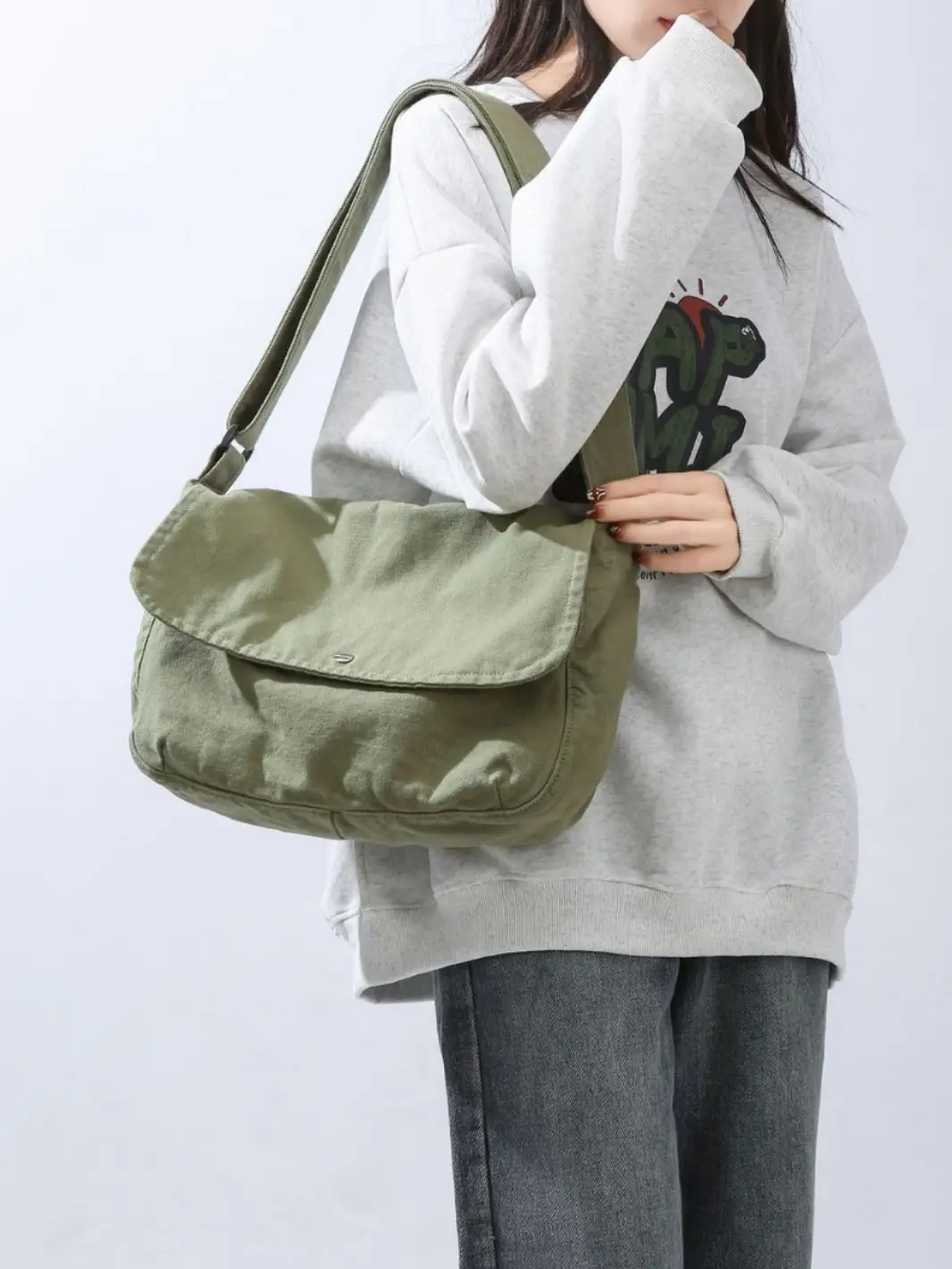 Pure Cotton Crossbody Bag Black Canvas 16oz - Image 3