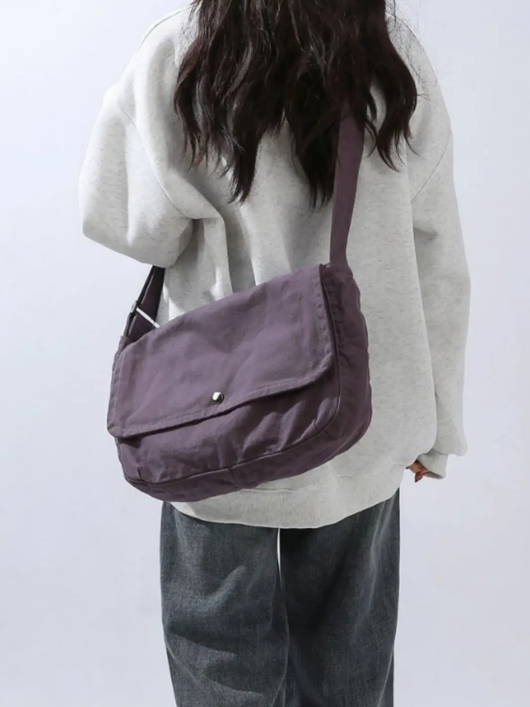 Pure Cotton Crossbody Bag Black Canvas 16oz - Image 5