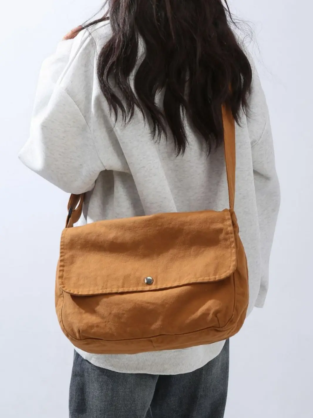 Pure Cotton Crossbody Bag Black Canvas 16oz - Image 6