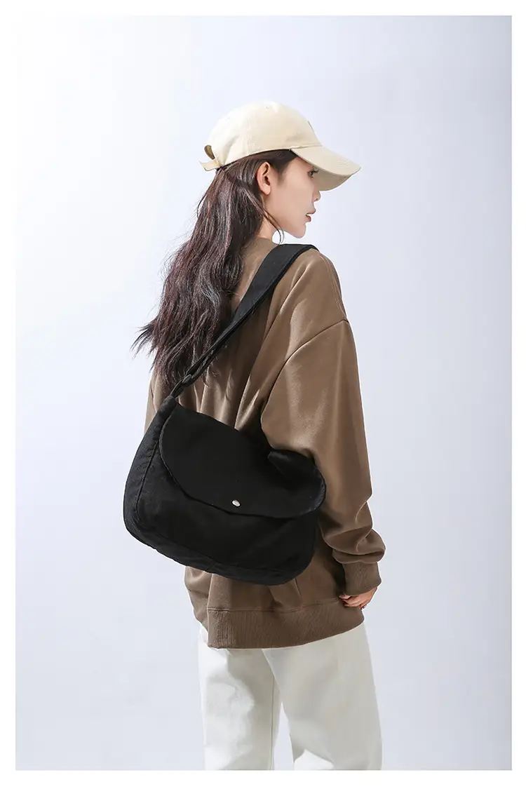 Pure Cotton Crossbody Bag Black Canvas 16oz — feature 26
