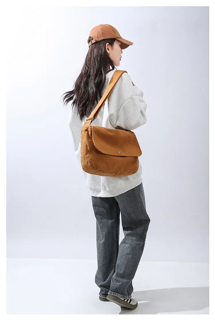Pure Cotton Crossbody Bag Black Canvas 16oz — feature 31
